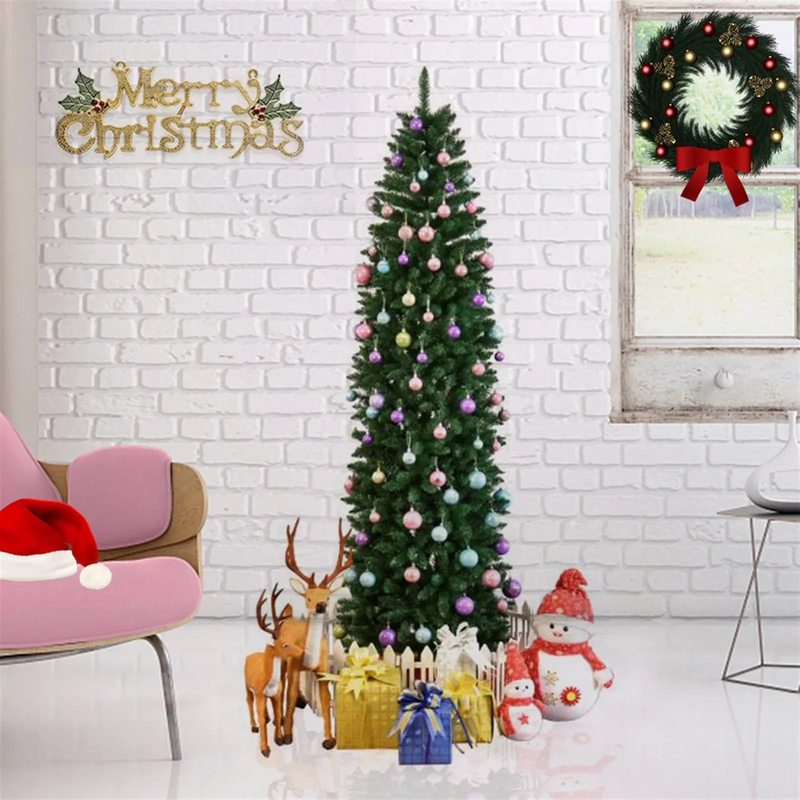 New Pencil Christmas Tree PVC Material Christmas Hotel Mall Home Decoration Pen Holder Indoor Xmas Ornaments 1.2m-2.7m