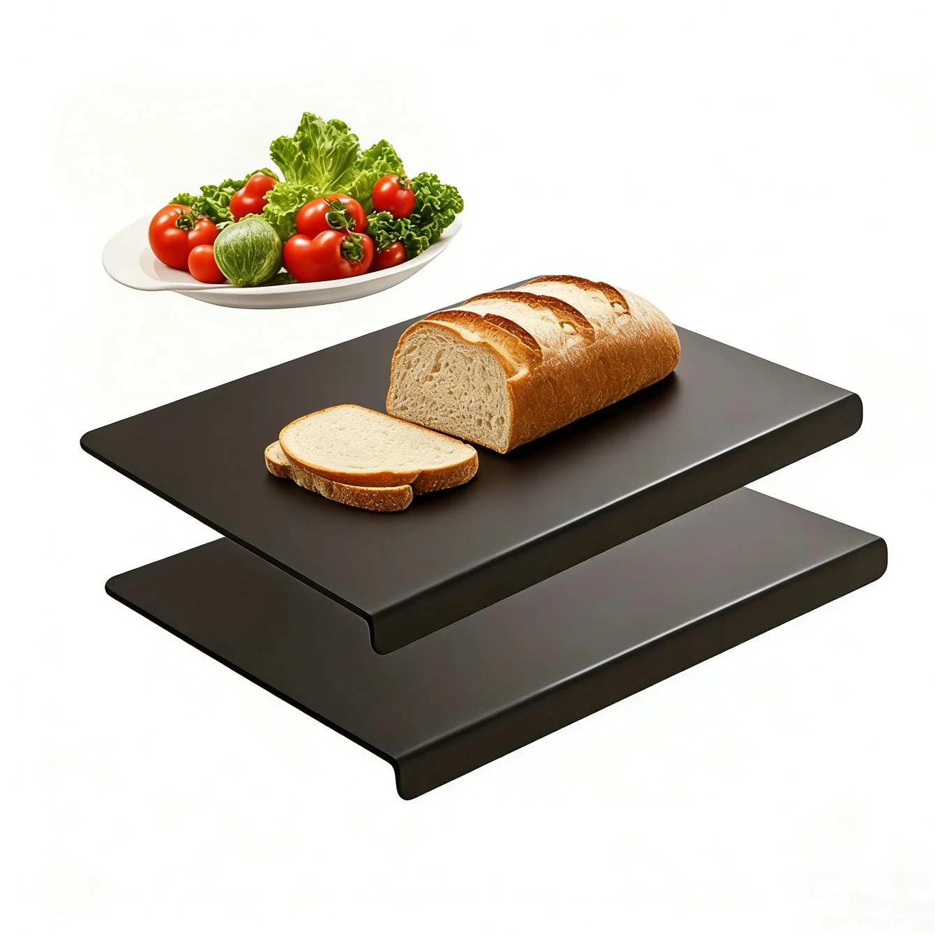 2pcs black cutting boards with countertop lips: large+small cutting boards, sanitary meal pads - anti slip kitchen countertop pr