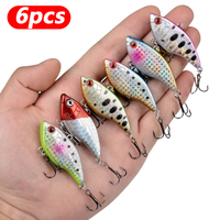 6PCS Sinking Vib Hard Fishing Lure ABS Plastic Plastic Artificial Bait Treble Hooks Pesca Fishing Tackle