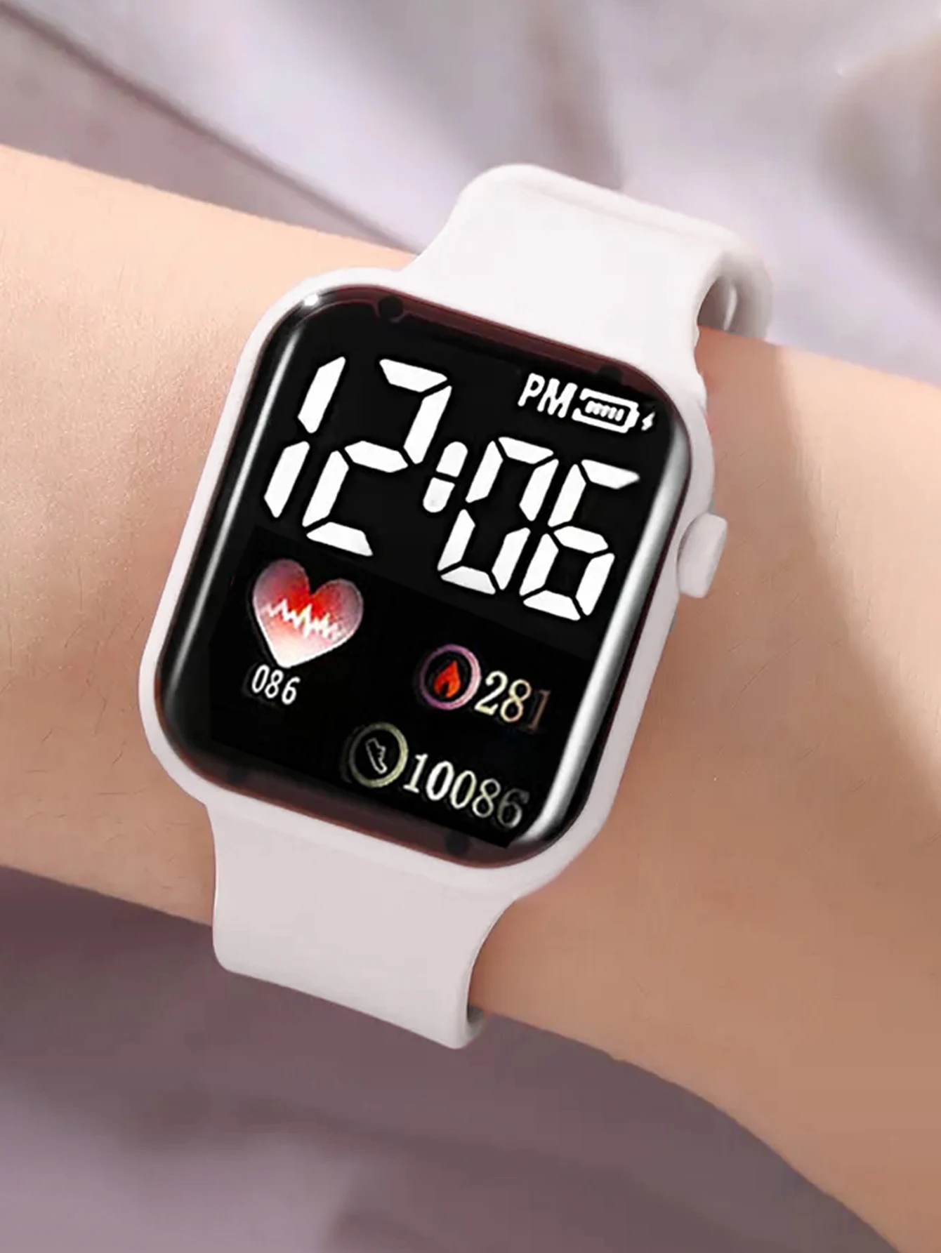 Square Watch Silicone Strap Heart-Shaped Jewelry Set No Packaging Box Birthday Gift image 4