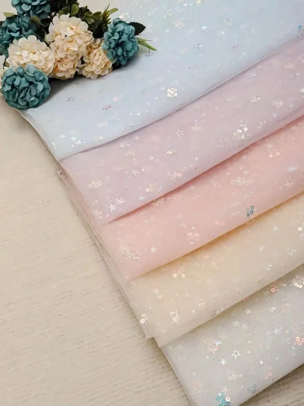 Lolita Children\'s Clothing DIY Embroidery Lace Fabric Fancy Flower Mesh Beaded Fabric Designer Fabric