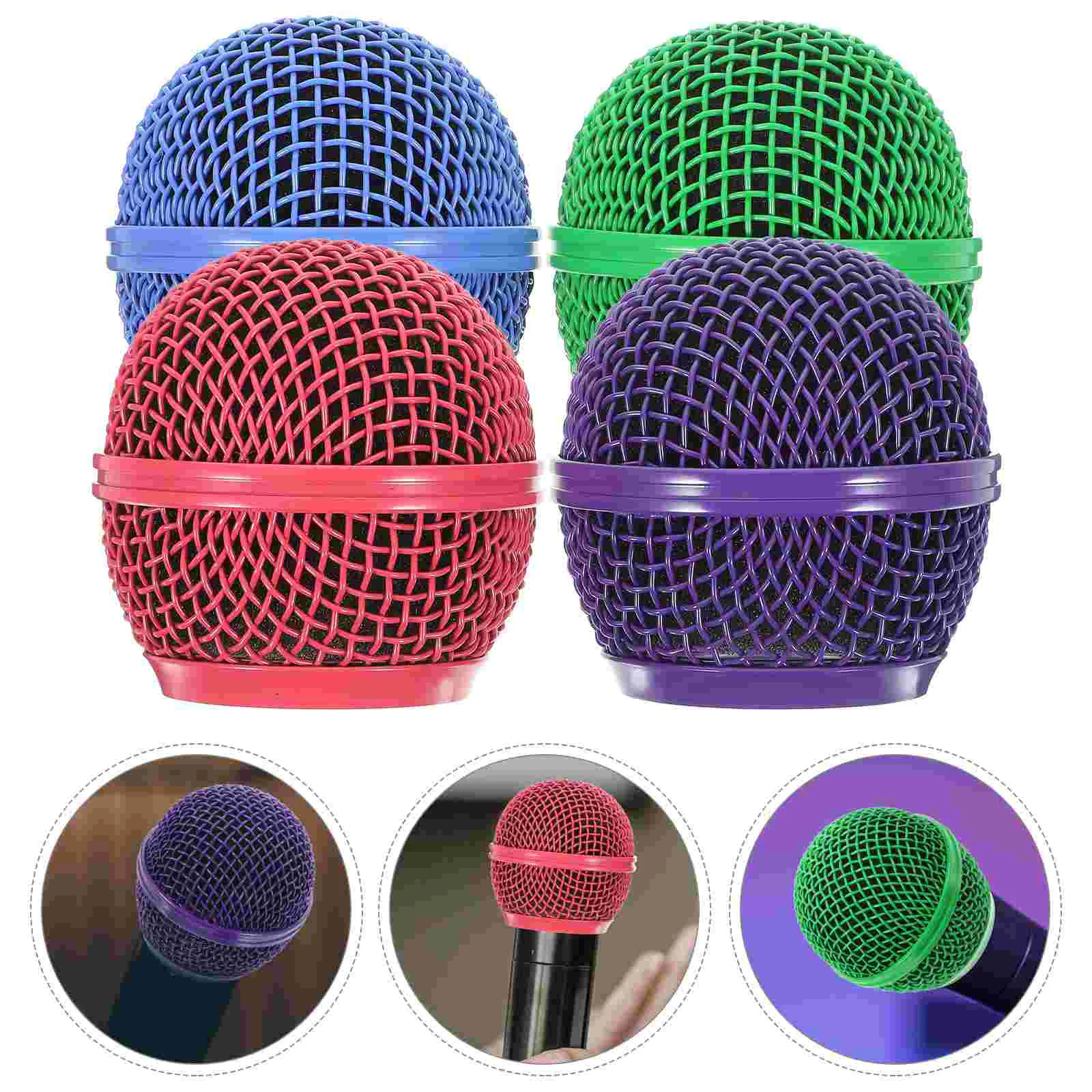 

4 Pcs Replacement Clips Microphone Grille Mesh Head Wireless Microphones Supplies Wired Metal