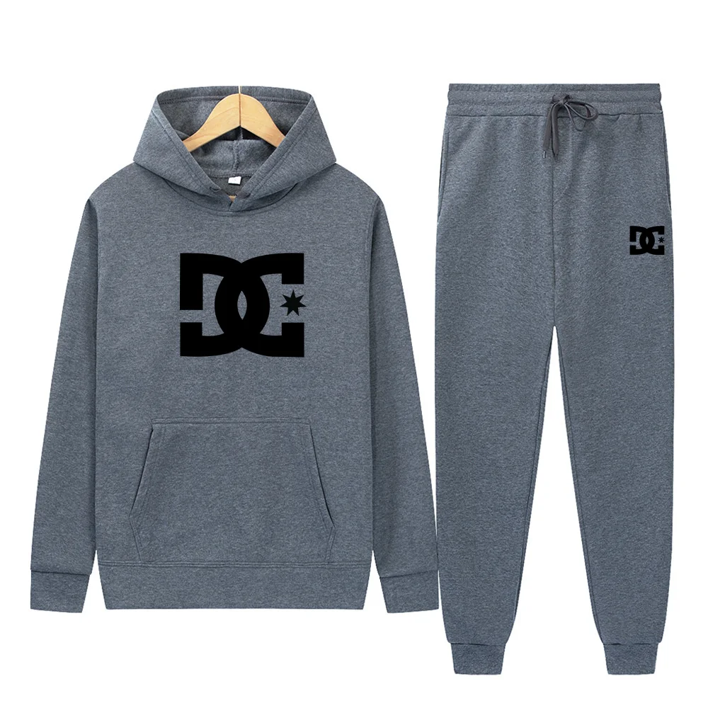 

New autumn men's digital print sportswear two-piece set, hooded sweatshirt + drawstring pants, men's hooded shirt, running sport