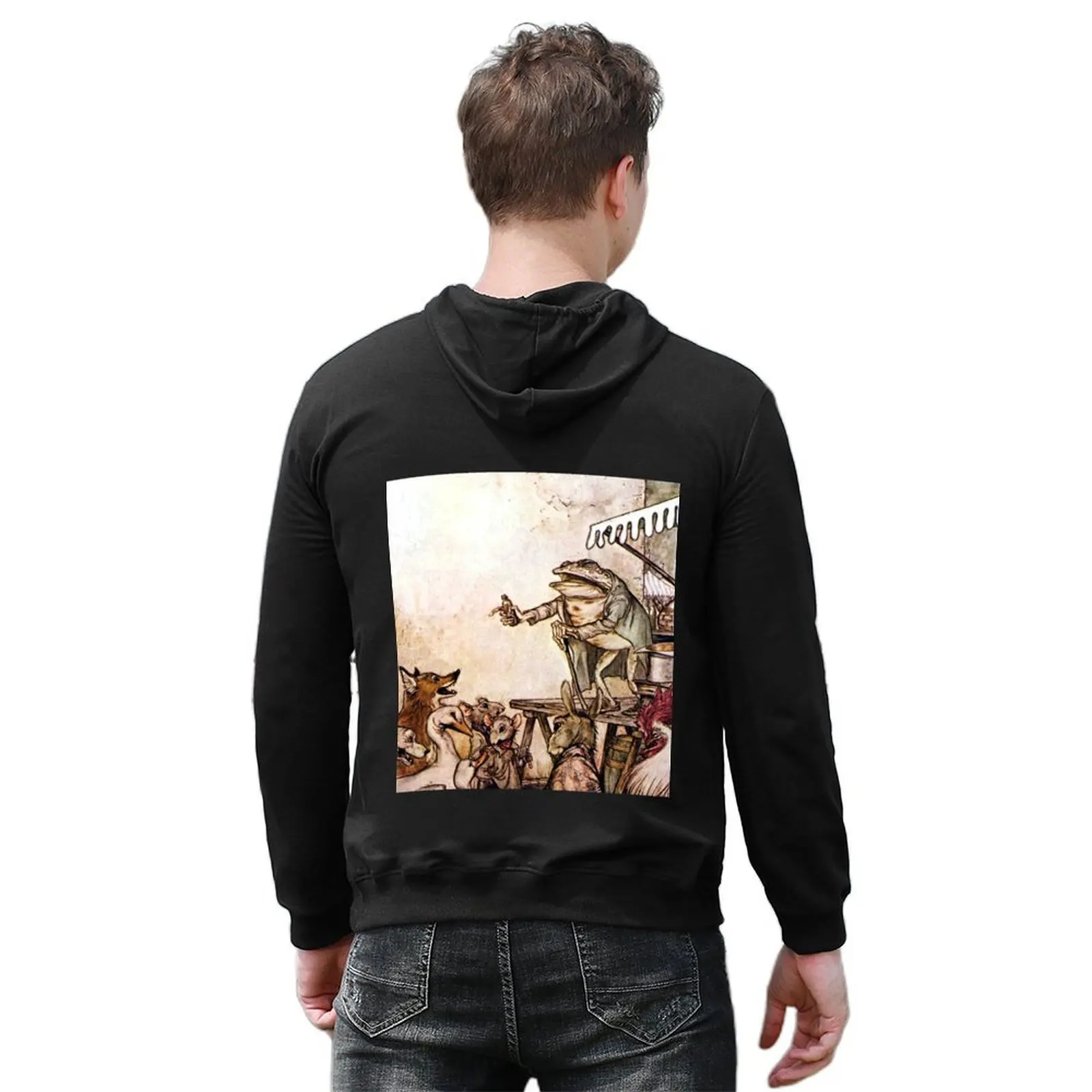 The Quack Frog - Arthur Rackham Hoodie ملابس الخريف الكورية ملابس رجالية ملابس كورية ملابس رجالية بقلنسوة كبيرة الحجم