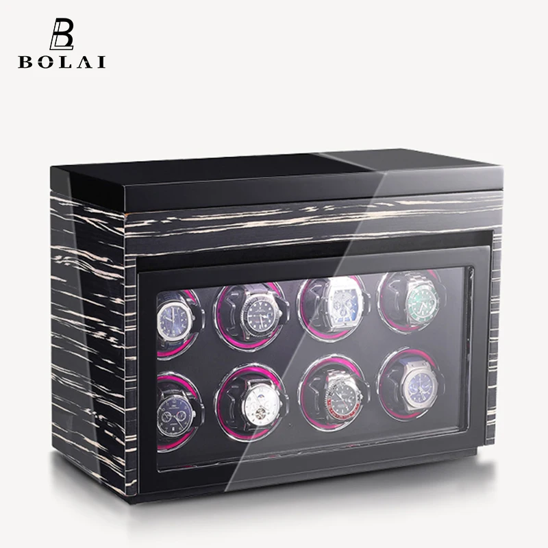 2023 BOLAI Brand Automatic Watch Winder Luxury Wood Watch Safe Box Touch Control and LED Interior Backlight Watches Storage Box