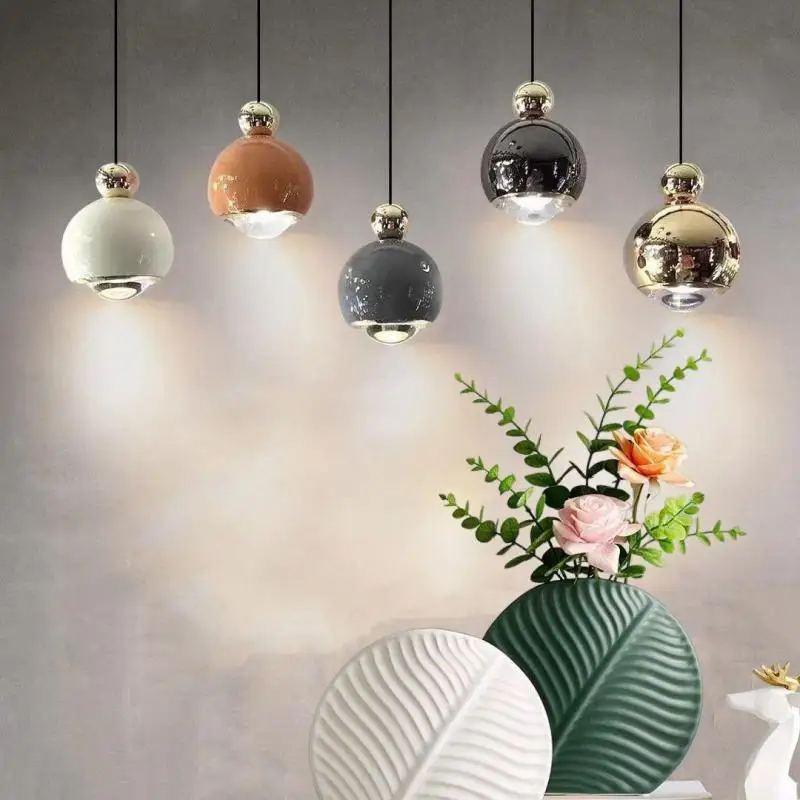 Modern LED ball pendant lamp for showcase Bar deco Small colorful LED spotlight  Restaurant Kitchen dressing room pendant light