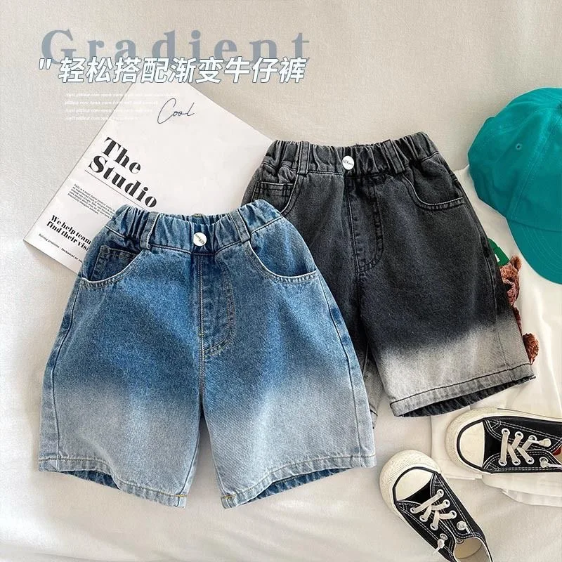 Children's Clothing 2025 Summer New Children's Pants Children's Korean Denim Shorts Boys Trendy Five-point Pants Thin