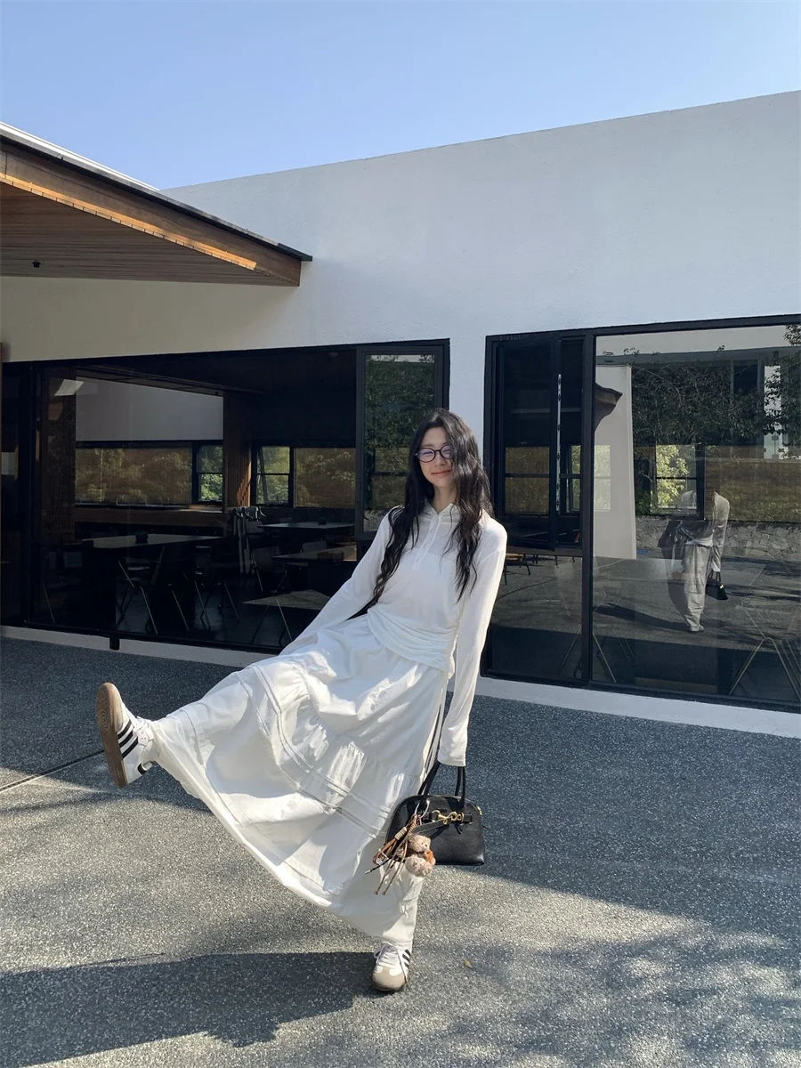 

TCCW Дизайнерская кружевная лоскутная длинная юбка трапециевидной формы с высокой талией, женская весенняя новая универсальная юбка-миди, корейская юбка