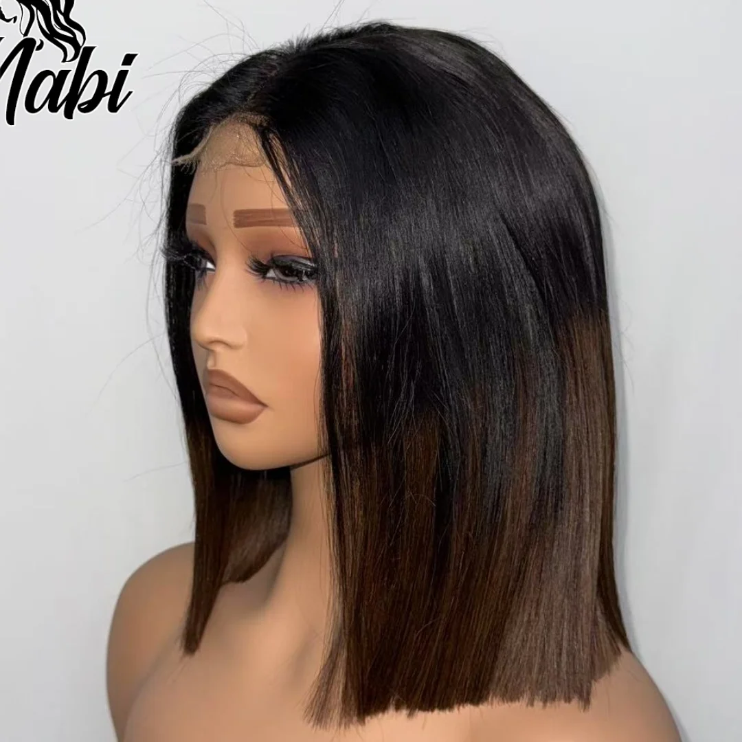 

Nabi Ombre 1BT4 # 2x6 HD кружевной боб парики из человеческих волос 16, 18 дюймов, 16A, необработанные вьетнамские человеческие волосы, парик, девственные волосы, прямые кости