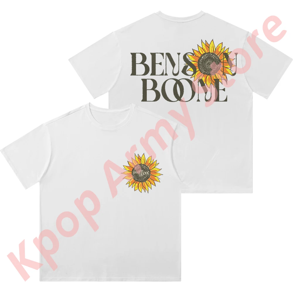 Benson Boone Sunflower Logo Merch Vintage Wash Tee Cosplay Women Men Fashion HipHop Short Sleeve Cotton T-Shirts