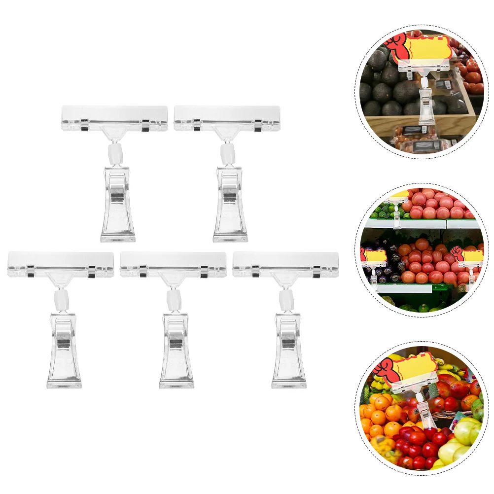 

5 Pcs Display Stand Sign Holders Plastic Price Clips Merchandise Swivel Rotatable Tag Multi-function Practical