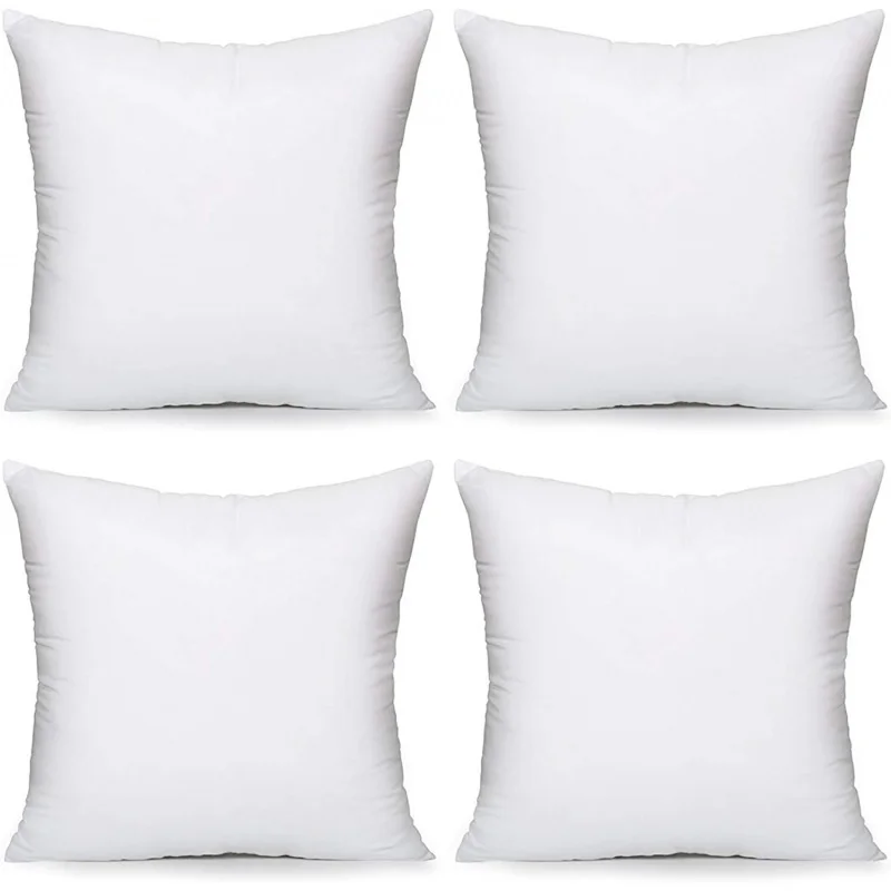 Throw Pillow Inserts, Euro Sham Form Stuffer with Premium Polyester Micro Fiber, Decorative for Bed, Couch and Sofa, White, 4 Co