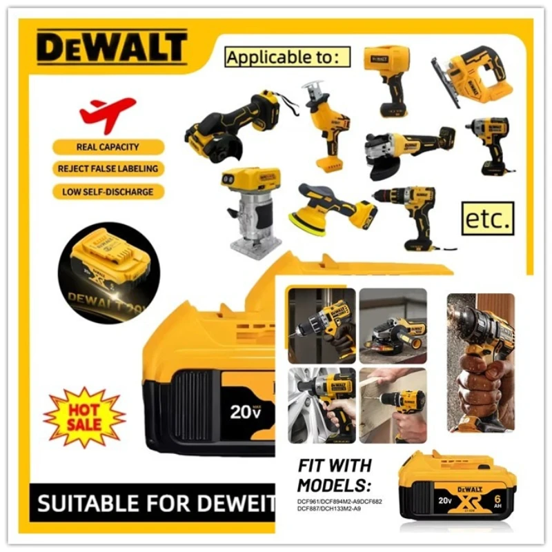 

100% Genuine Dewalt 20V Battery, 2AH 5AH 6AH Rechargeable Lithium Ion Battery