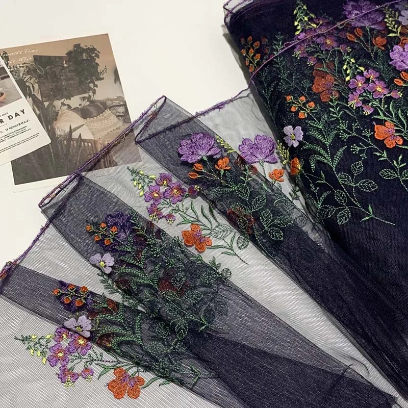 

15 ярдов, темно-синяя вышитая кружевная бейка с цветочной вышивкой, нижнее белье, юбка, подол, нижнее белье, шитье, ремесло, сделай сам, ткани для одежды, кружевное нижнее белье