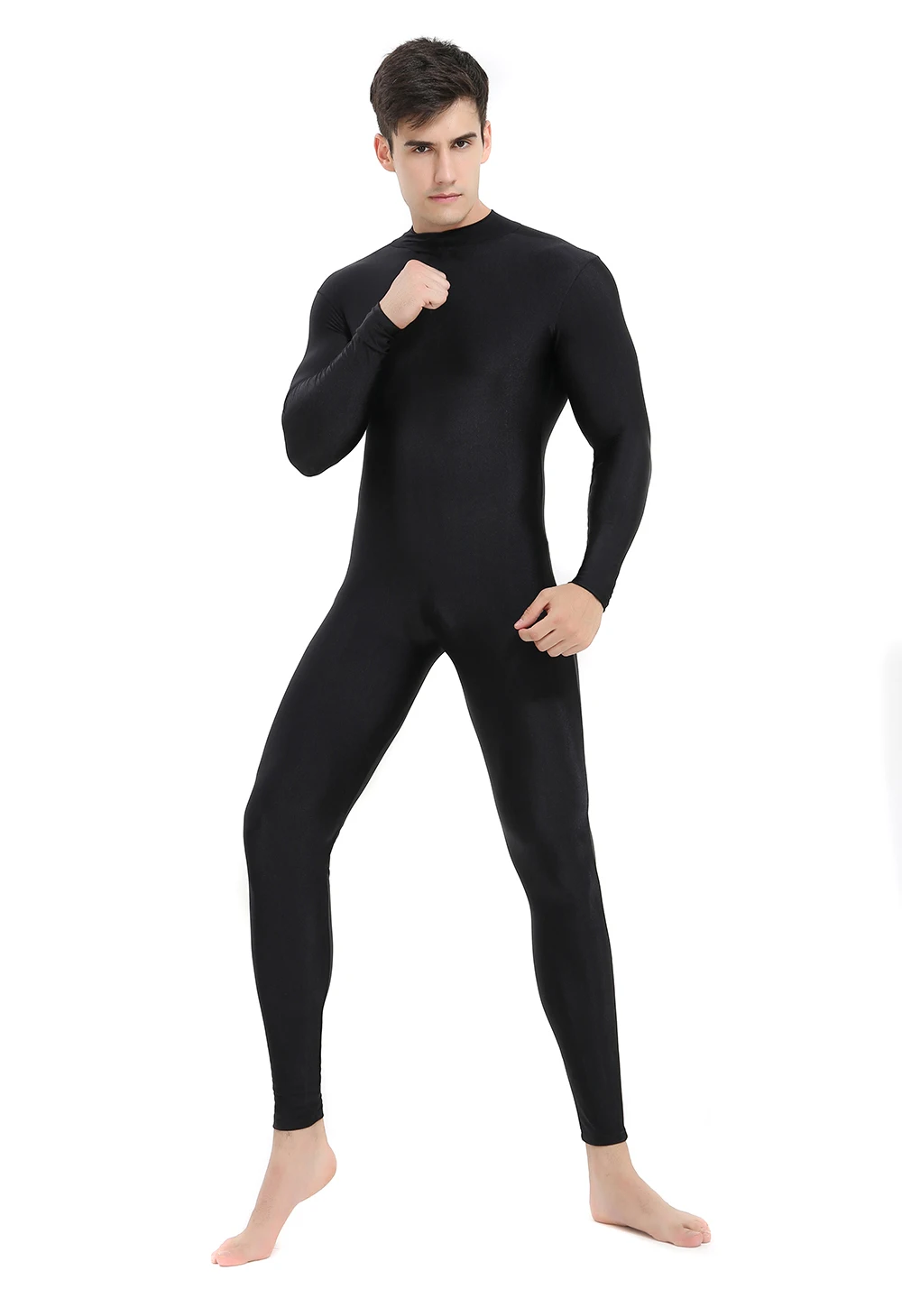 الرجال ارتداءها الياقة المدورة الكبار طويلة الأكمام الباليه Unitard أزياء رقص المهنية دنة كامل الجسم ارتداءها ممارسة الملابس