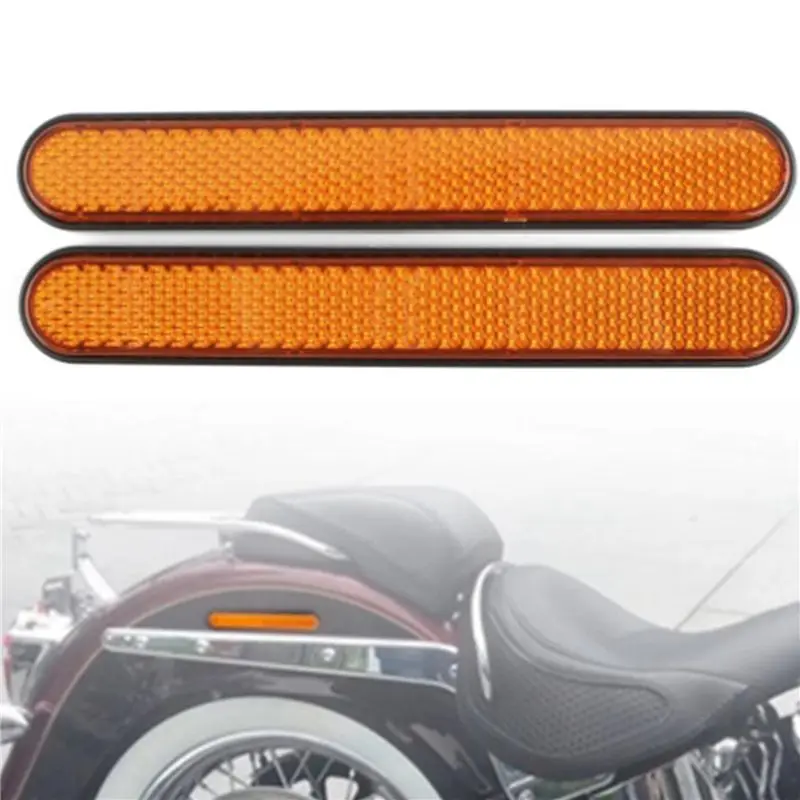 AASS-2X Motorcycle Front Fork Reflector Sticker Lower Legs Slider Safety Warning For Softail Sportster 883 1200 Yellow