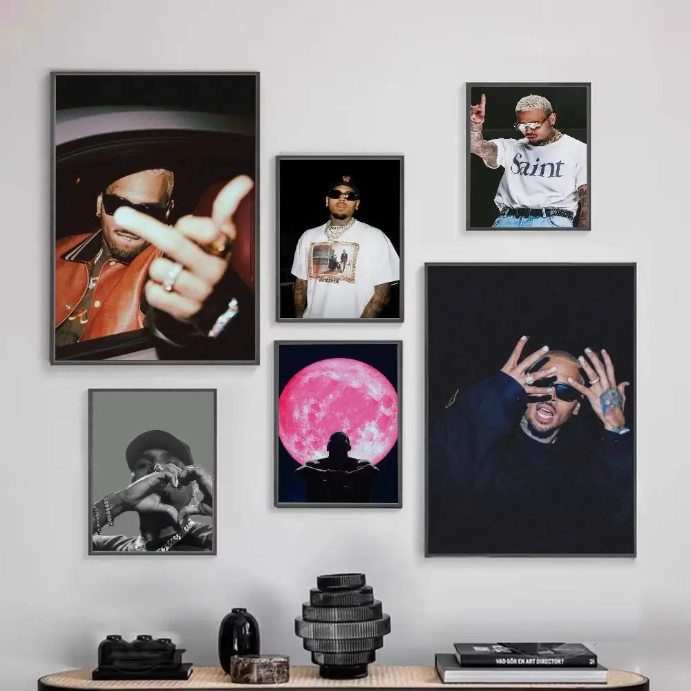 

C-Chris Brown A-American Rapper Poster HD Self Adhesive Waterproof Wall Art Ideal for Home Office Dorm Gift