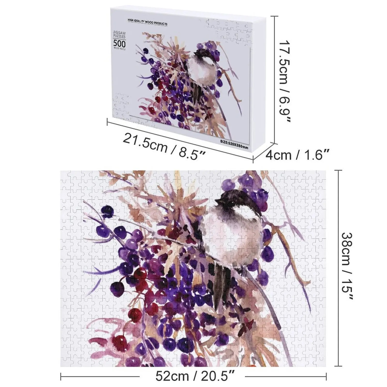 จิ๊กซอว์ภาพนกชิคาดีและผลเบอร์รี่ฤดูใบไม้ร่วง ของเล่นเด็กเล็ก ของขวัญภาพถ่ายส่วนตัวแบบอนิเมะ ปรับแต่งได้ด้วยภาพถ่าย