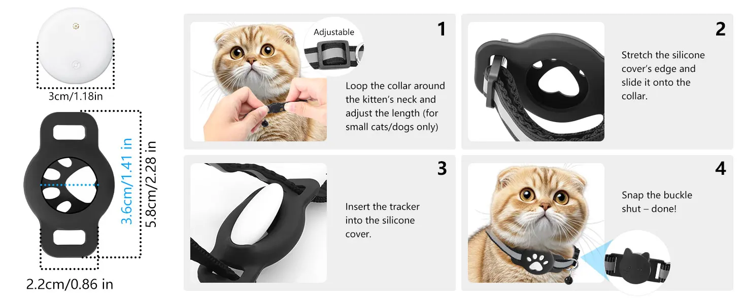 Bluetooth-Tracker kompatibel mit Google Find My (nur Android), Tracker für Haustiere, Katzen-Standort-Tracker mit Halterung, Katzenhalsband – Detail 6