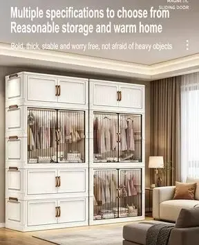 

Plastic door folding cabinet multi-layer baby wardrobe storage cabinet starting from one piece
