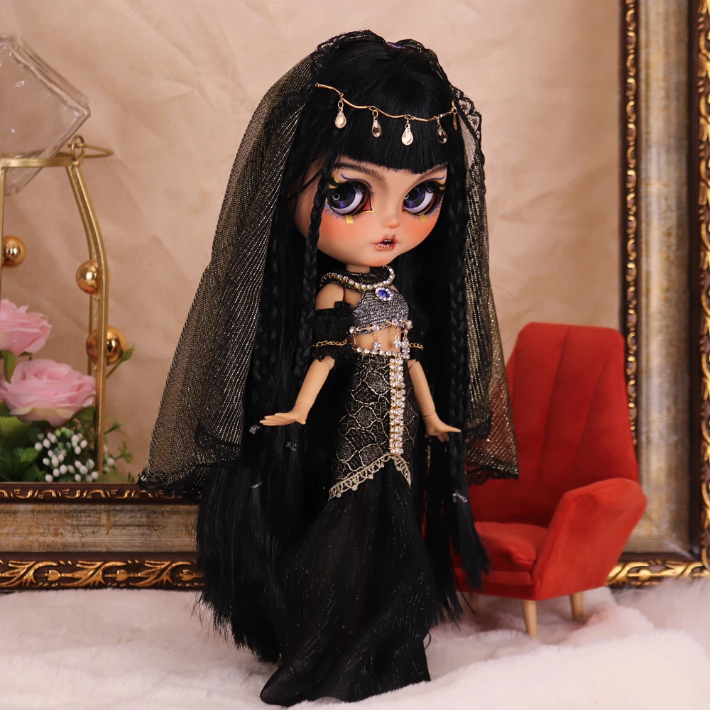 Outfits For ICY DBS Blyth Dolls Cleopatra Dress with Headdress Suit 1/6 BJD Ob24 Anime Girl bratz