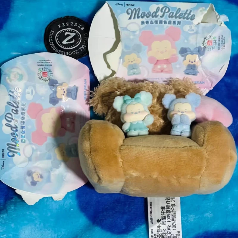 Echte MINISO Mickey Mood Palette Serie Blind Box Mini Nette Körner Tabletop Ornamente Puppe Modell Anime Spielzeug Urlaub Geschenke