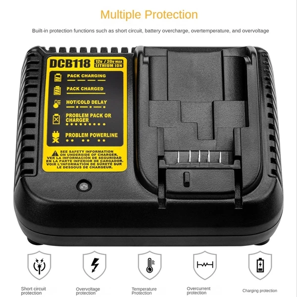 DCB118 Battery Charger For Dewalt Battery 12V 14.4V 18V 20V DCB200 DCB201 DCB203 DCB205 DCB140 US Plug