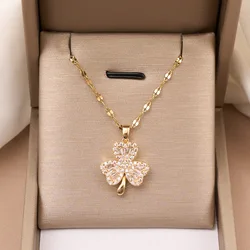 Fashionable Light Luxury Stainless Steel Lucky Petal Necklace Classic Personality Evening Wear Female Clavicle Necklace