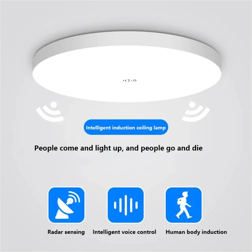 

Ultra-thin household voice-controlled ceiling lamp AC220V 12W 18W with human body infrared/radar sensor staircase balcony lighti