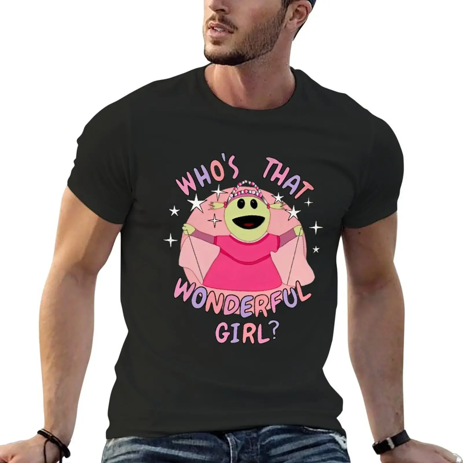 

Nanalan Who's that Wonderful Girl T-shirt blacks plus sizes Aesthetic clothing mens vintage t shirts