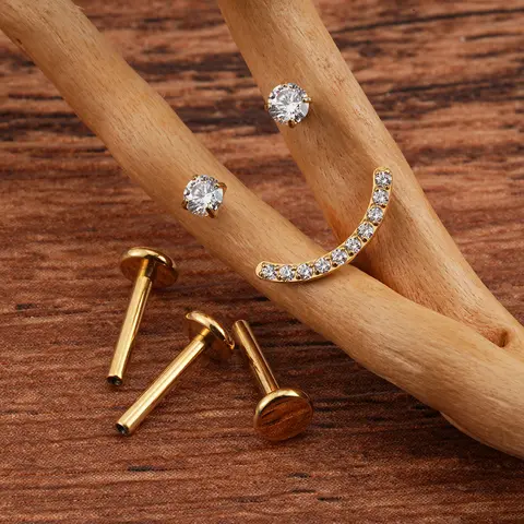 3 पीस/सेट राइट ग्रैंड ASTM F136 टाइटेनियम 16G हैप्पी स्माइल स्टड इयररिंग्स क्यूबिक ज़िरकोनिया के साथ आंतरिक रूप से थ्रेडेड फ्लैट बैक पियर्सिंग 10 best sales स्माइली पियर्सिंग आभूषण - №3