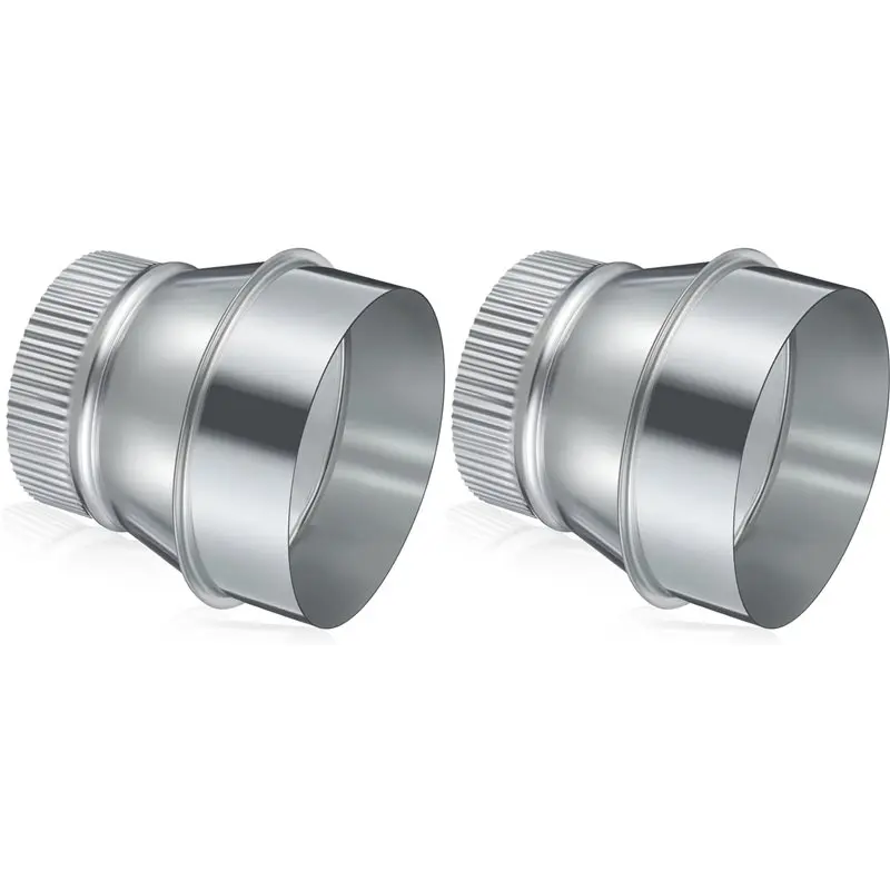 A19F-2Pcs 5 Inch To 4 Inch Duct Reducer Increaser Galvanized Steel Air Duct Adapter Round Crimped Pipe Connector