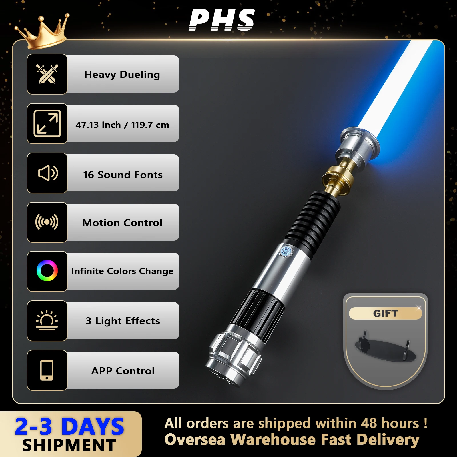 

OBIWANS SE Smooth Swing Dueling Lightsaber Pro Motion Control Infinite Color Changing 16 Sound Fonts (Premium RGB)