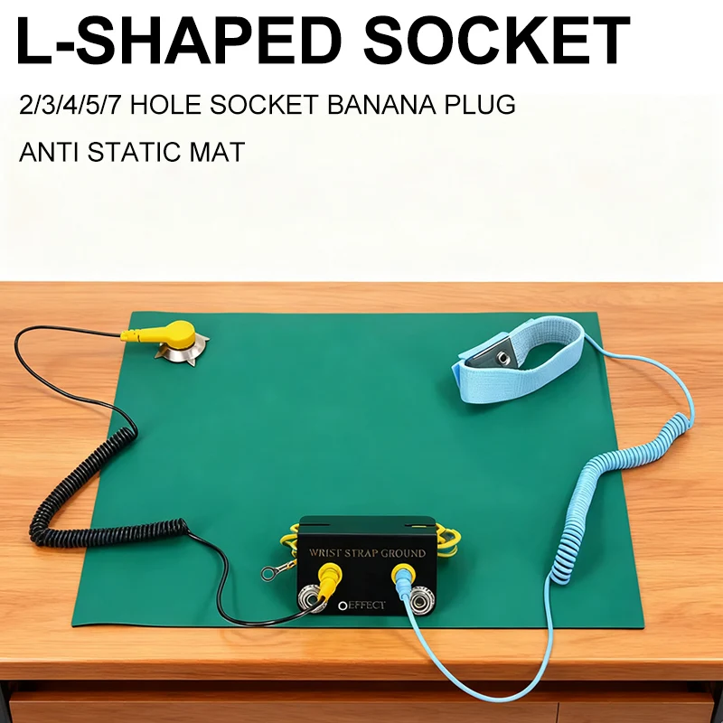 Professional Anti Static ESD Ground Socket L Shaped Socket Banana Plug ESD Wrist Strap Grounding Wire Electrostatic Earth Cable