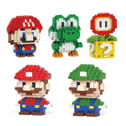 Super Mario Bros Figure Micro Building Blocks Bowser Luigi Yoshi DIY Assembly Puzzles Mini Bricks Toys for Christmas Gift