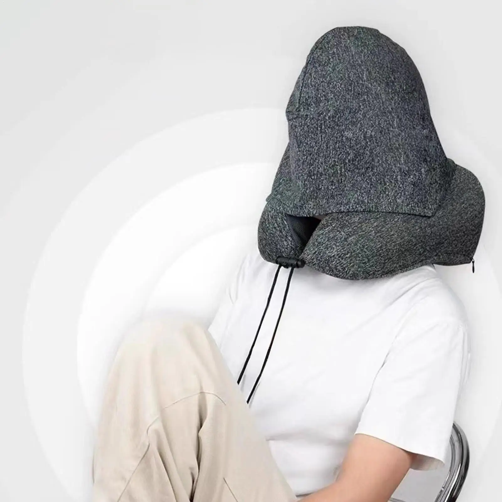 

Подушка для шеи с капюшоном, моющаяся, с капюшоном, съемная подушка для шеи, для путешествий в автомобиле, поездки в аэропорту, пикника, офиса, перерыв