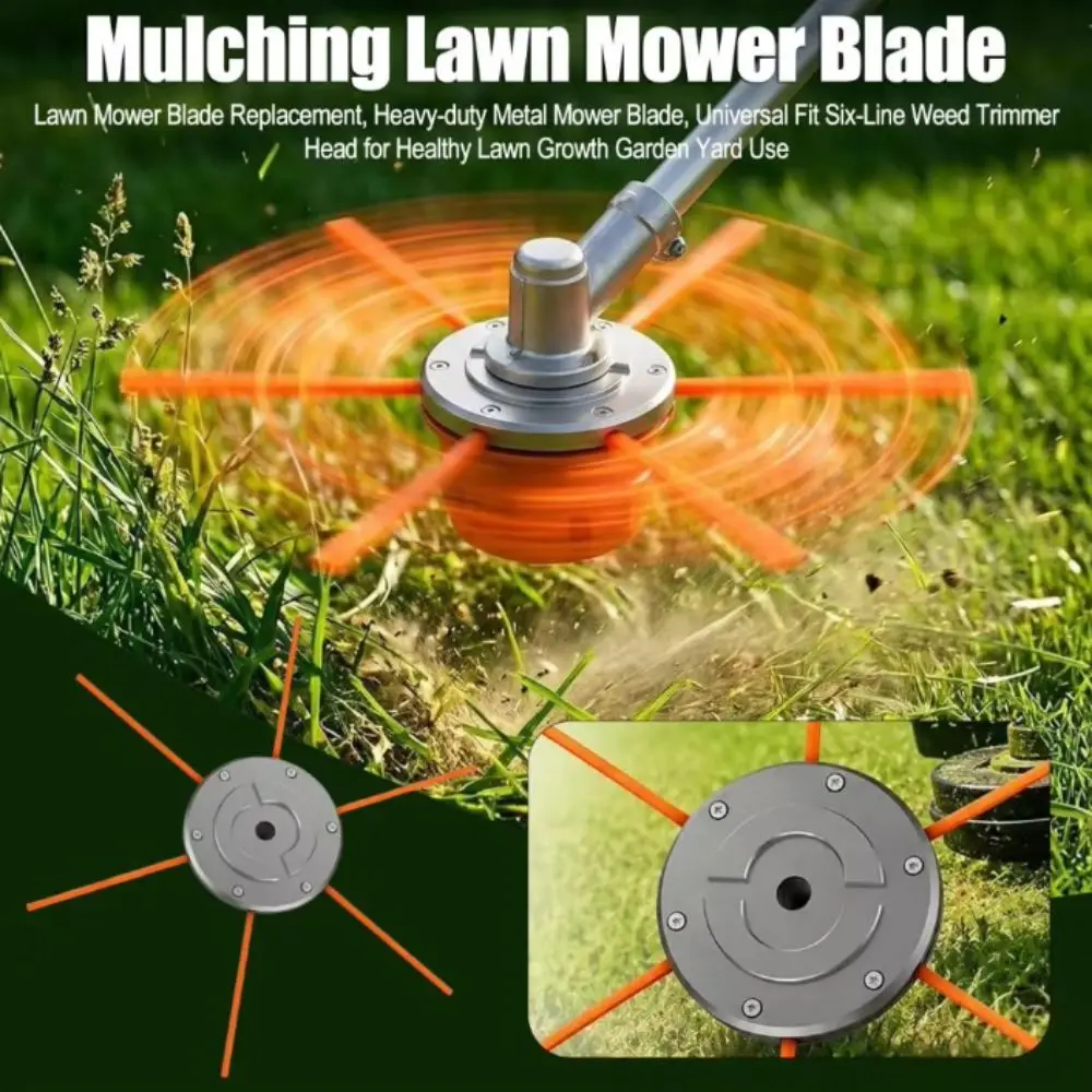 6 Line Lawn Mower Tool Aluminum Heavy-Duty String Trimmer Replacement Head Universal Vintage Aluminum Trimmer Head Grass Cutting