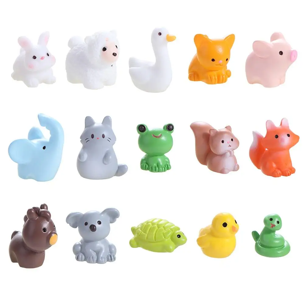 Cat Duck Sheep Squirrel Frog Turtle Animals Micro Landscape Ornaments Realistic Cute Zodiac Animals Miniatures Resin Crafts