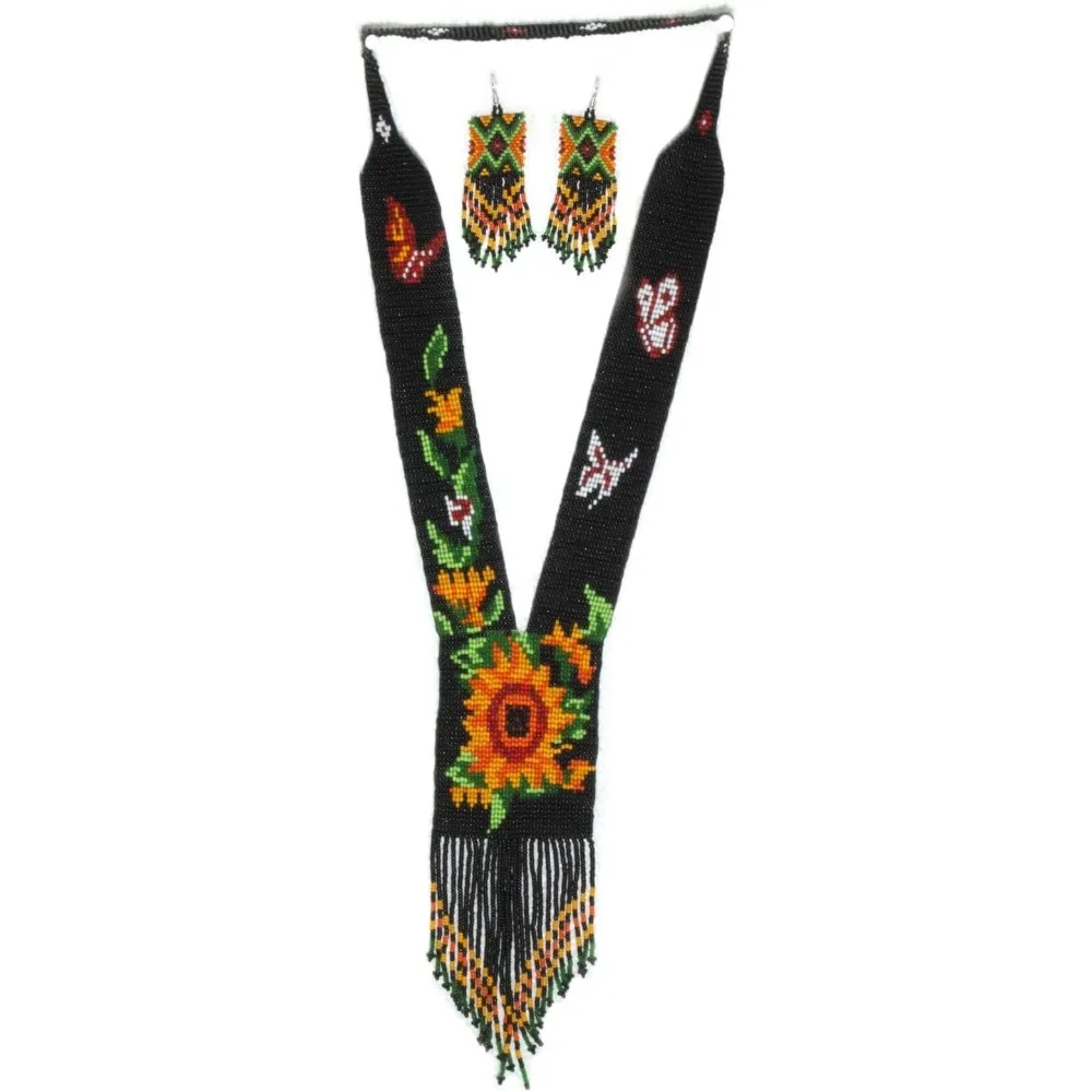 

Long Beaded Tassel Necklace Handmade Boho Statement Jewelry for Women