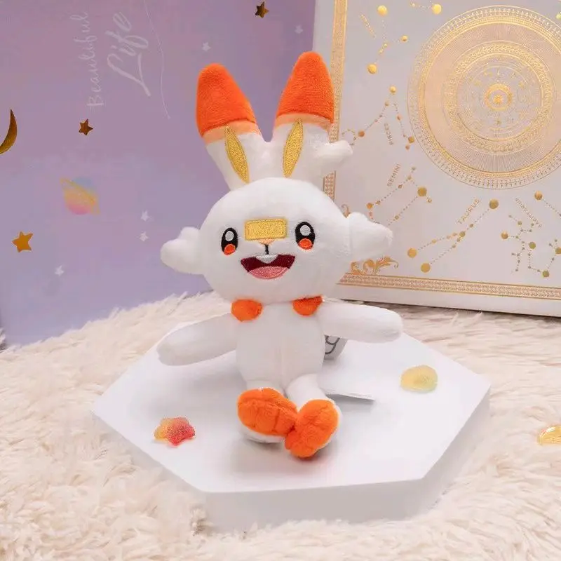本物のポケモンスコルバニーかわいいぬいぐるみぬいぐるみキーホルダーバックパックペンダントキーリングモデル人形誕生日クリスマスギフト子供のための
