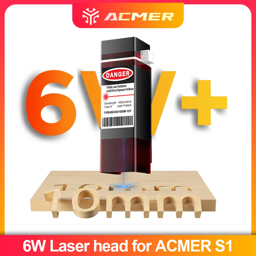 

ACMER S1 6W Laser Head Upgrade Module - High Power Laser Engraver Head Ideal for S1 Users Enhance Your Laser Engraving Machine