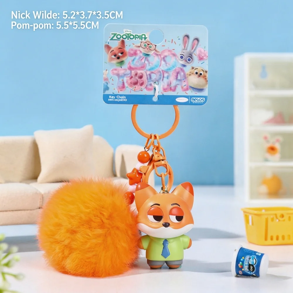 Genuine Disney Zootopia Character Figure with Fluffy Pom Pom Clip Nick Wilde Judy Hopps Bag Accessory for Backpack Purse Gift view 6