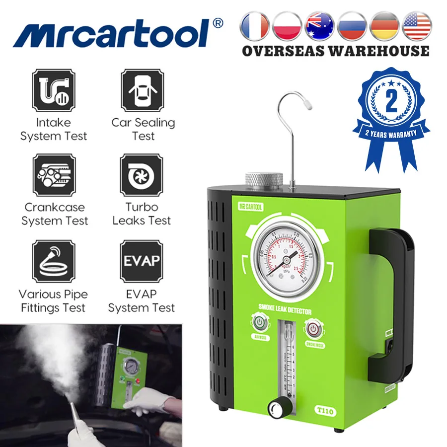 MRCARTOOL T110 Car Smoke Leak Detector Tester Auto EVAP Pipe Leakage Analyzer Fuel Pipe Vacuum Leakage Diagnostic Tool