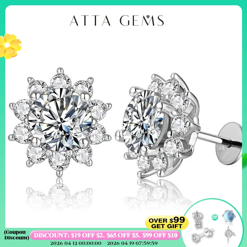 

Snowflake Stud Earrings 925 Sterling Silver Jewelry 6.5mm 1.0 Carat Diamond Moissanite Earrings For Women Wedding Gift