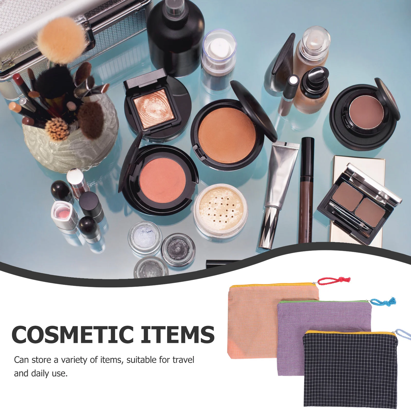 

3Pcs Portable Makeup Bags Large Capacity Organizer Travel Pouches Cosmetics Storage Makeup Bag Toiletry Bag Travel Pouches