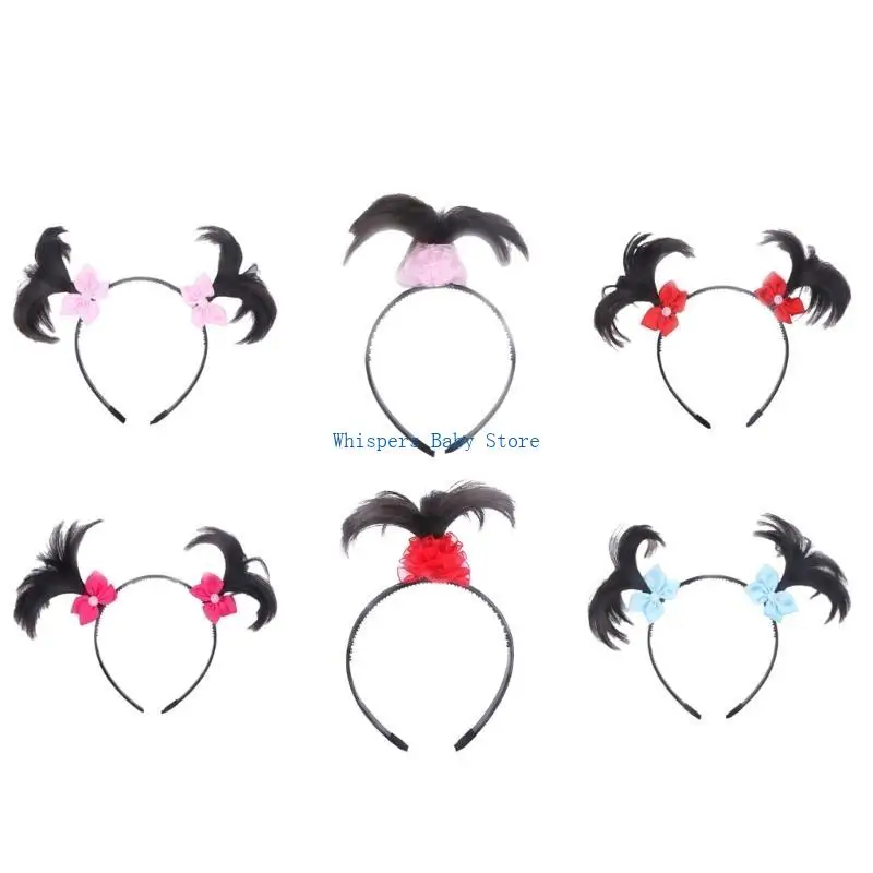 باروكات شعر عصرية للأطفال U90E مع أربطة فيونكات لتزيين الشعر صديقة للأطفال، ضفائر صديقة للأطفال للتصفيف الإبداعي