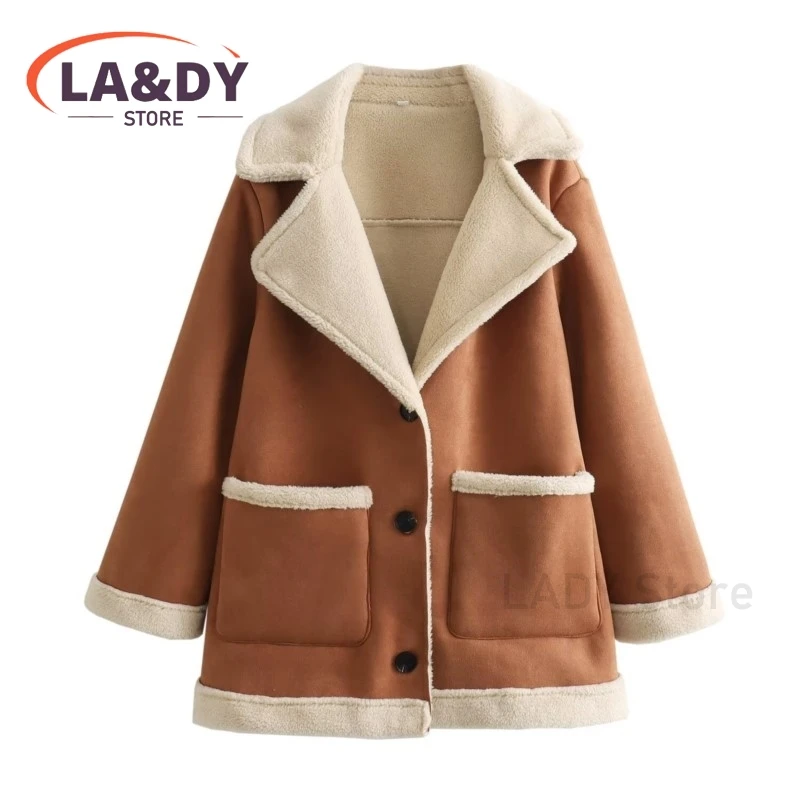 2024 New Autumn Winter Women Fashion Loose Thickening Long Coat Female Casual Reversible Jacket Outerwear