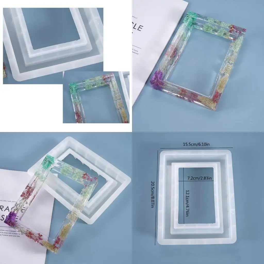 

J78F смола кристалл эпоксидная форма прямоугольная фоторамка украшения литье силиконовая форма DIY ремесла украшения инструменты