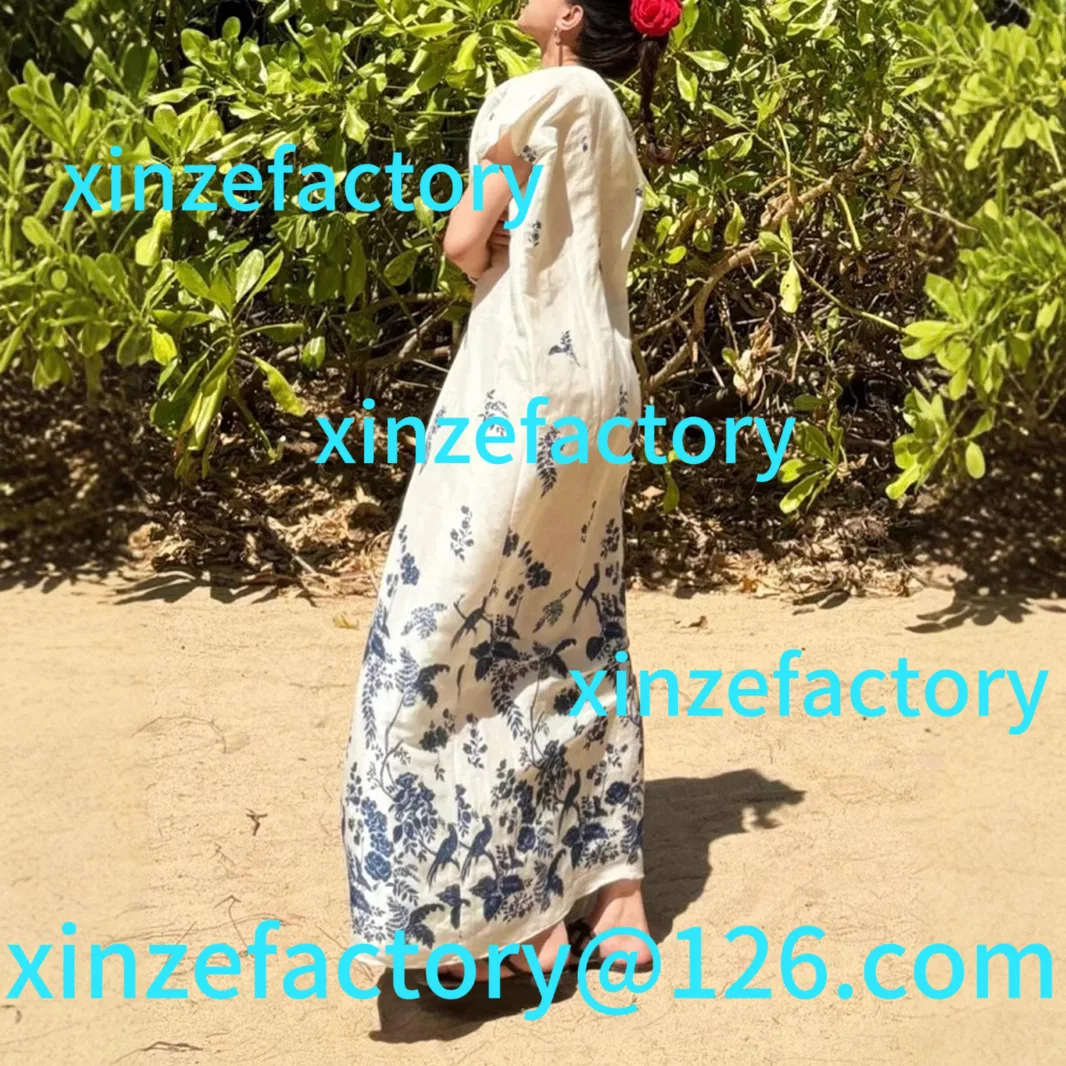 

Customization mulberry silk hemp dress beach dress