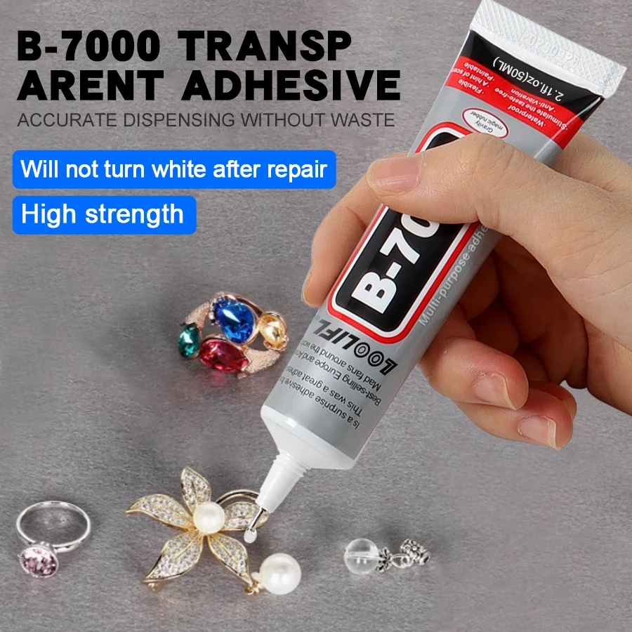 B7000 perekat transparan untuk rhinestone, digunakan untuk pembuatan perhiasan, perekat serbaguna 50ml, rhinestone, kerajinan seni kuku DIY